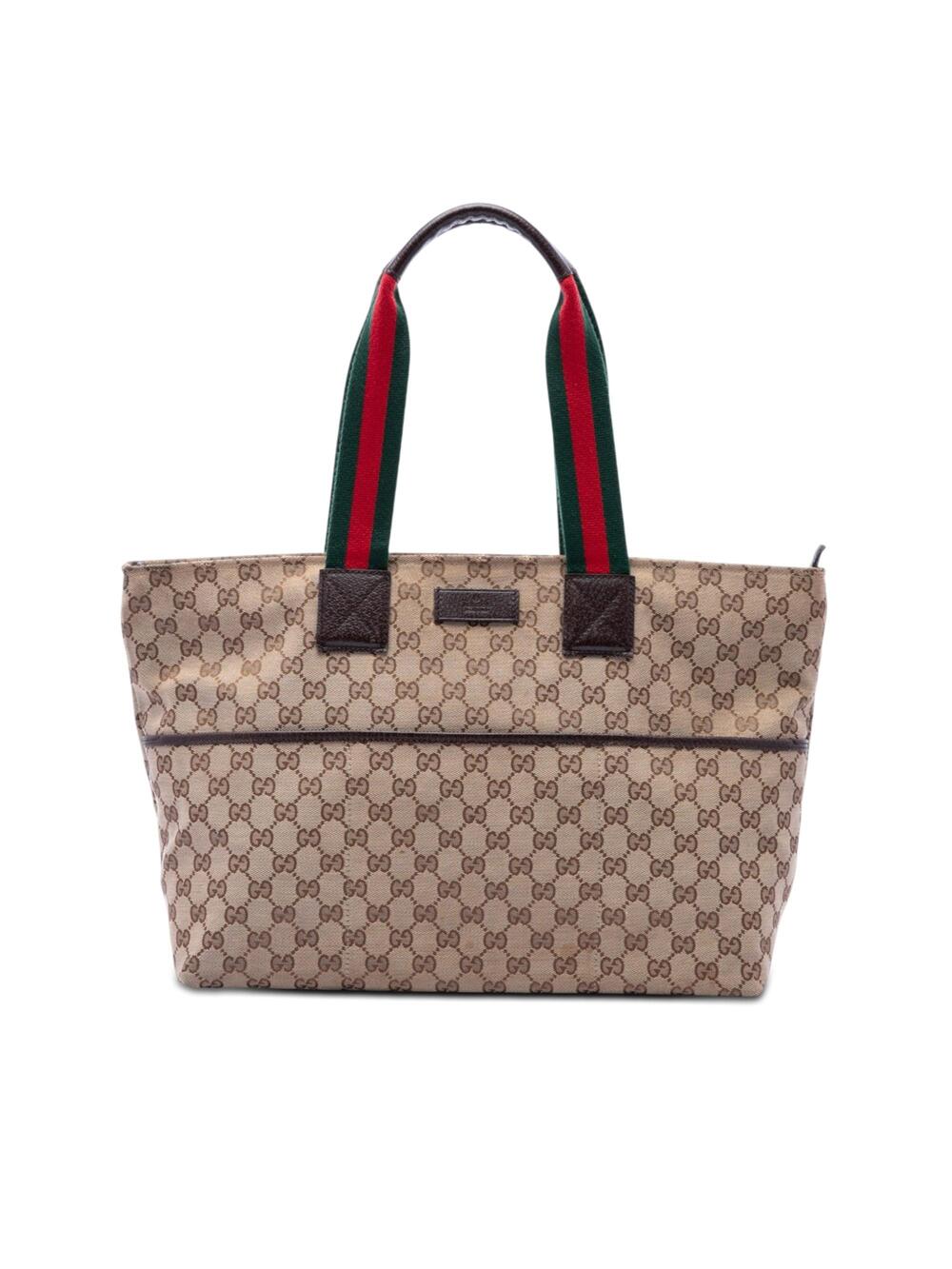 Gucci Diaper Web Strap Tote Gg Canvas #376197G71B